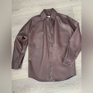 Aritzia brown leather jacket